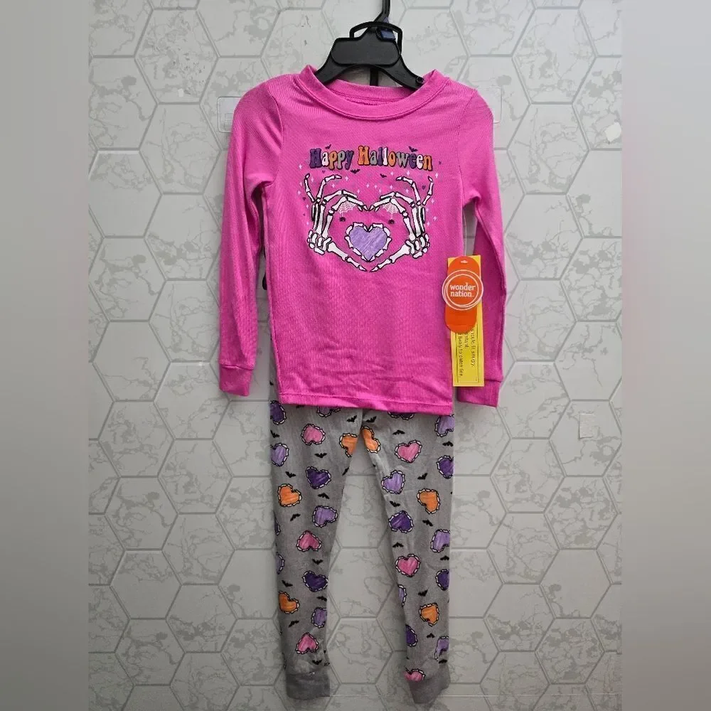 Lot of two Wonder Nation Girls Halloween Tight Fit Long Sleeve 2 pc Pajama Set